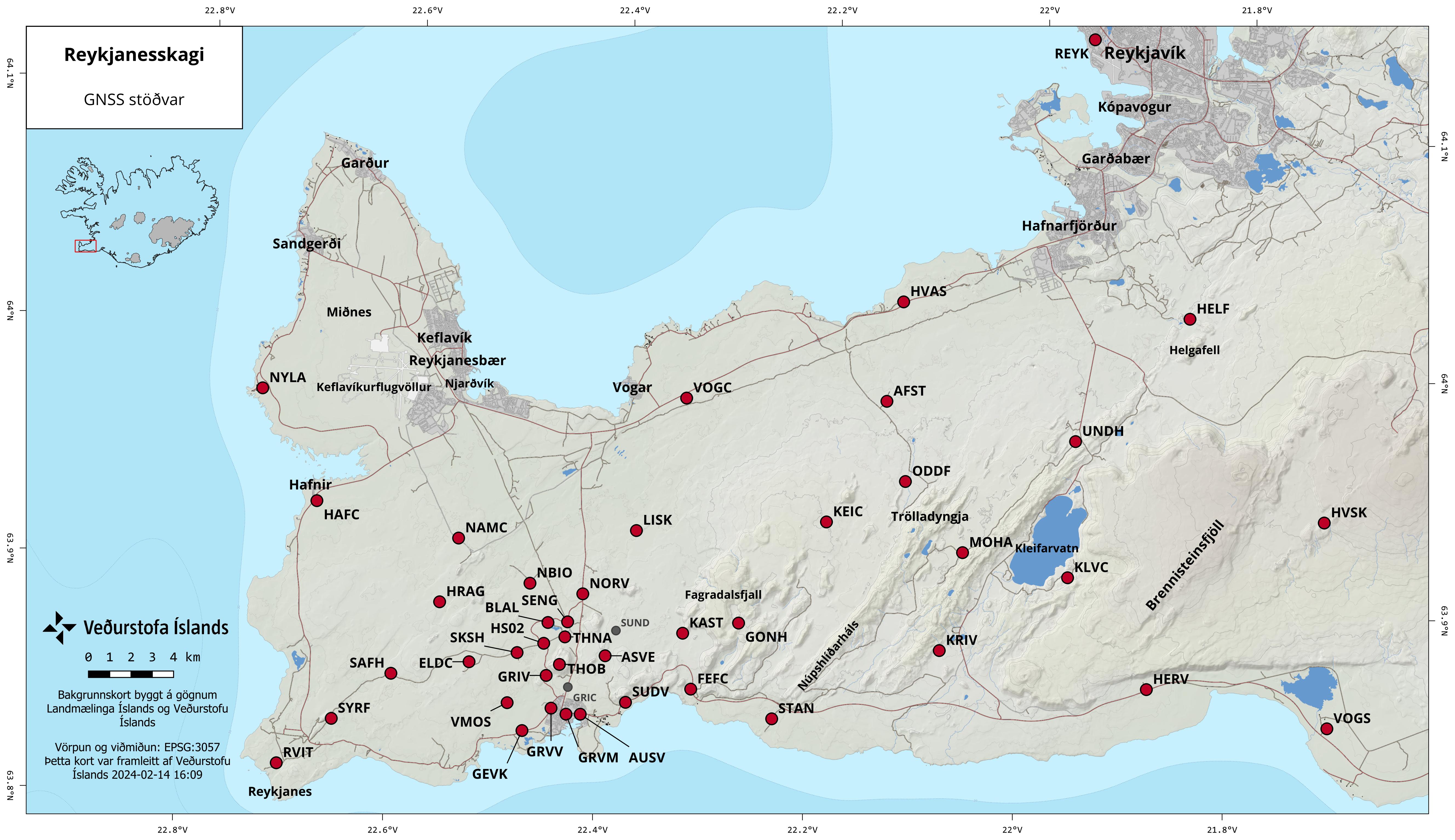 GPS stations on Reykjanes