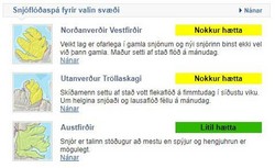 Snjóflóðaspá fyrir valin svæði