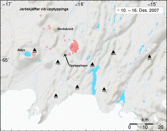 Jarðskjálftar við Upptyppinga