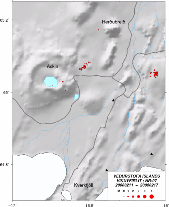 Jarðskjálftavirkni á Öskjusvæðinu vikuna 11. - 17. febrúar 2008