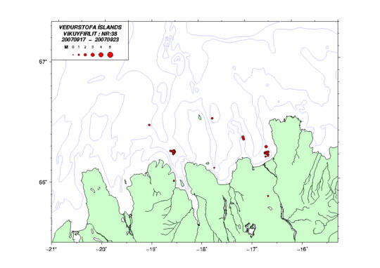 Jarðskjálftar á Norðurlandi í viku 38 2007