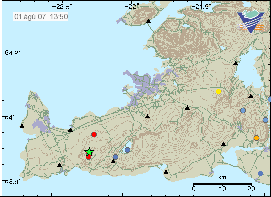 Jarðskjálftahrina á Reykjanesskaga 1. ágúst 2007