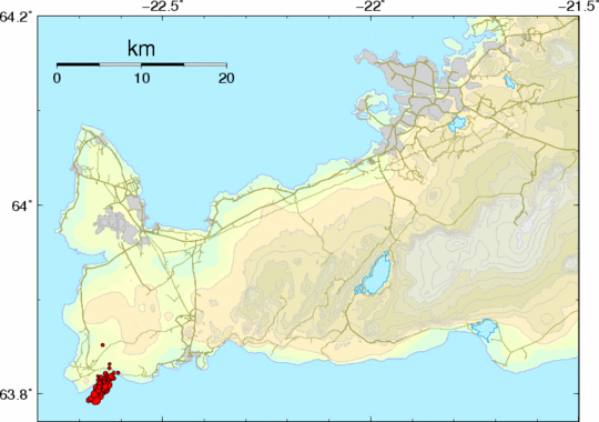 Jarðskjálftahrina austan við Reykjanestá, 10. júlí 2006.