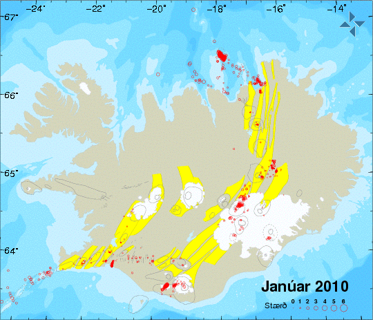 Jarðskjálftavirkni í janúar 2010
