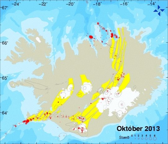 Jarðskjálftayfirlit í október 2013