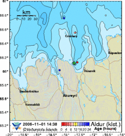 Jarðskjálfti suðaustur af Flatey 1. nóvember 2006