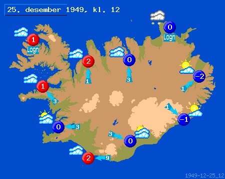 Veðurkort 25. desember 1949