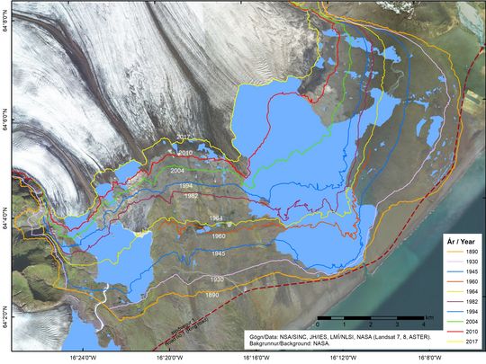 útlínur Breiðamerkurjökuls