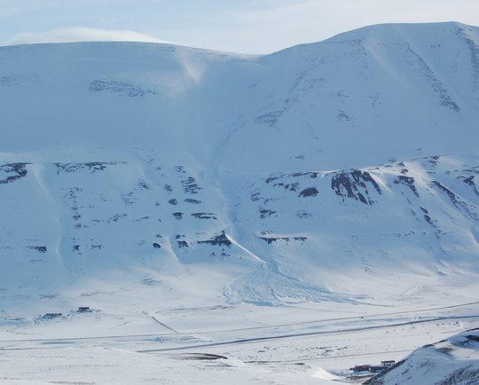 Snjóflóð við Veisu í Fnjóskadal.