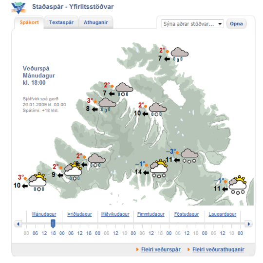 Iframe: veðurspá á Vestfjörðum