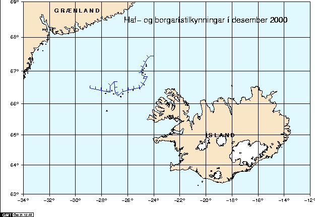 Haf- og borgarístilkynningar í desember 2000