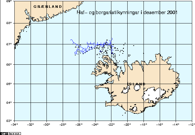 Haf- og borgarístilkynningar í desember 2001