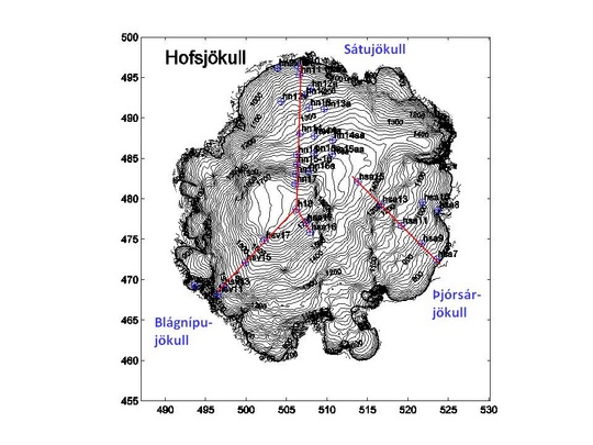 teikning af jökli - þéttar hæðalínur