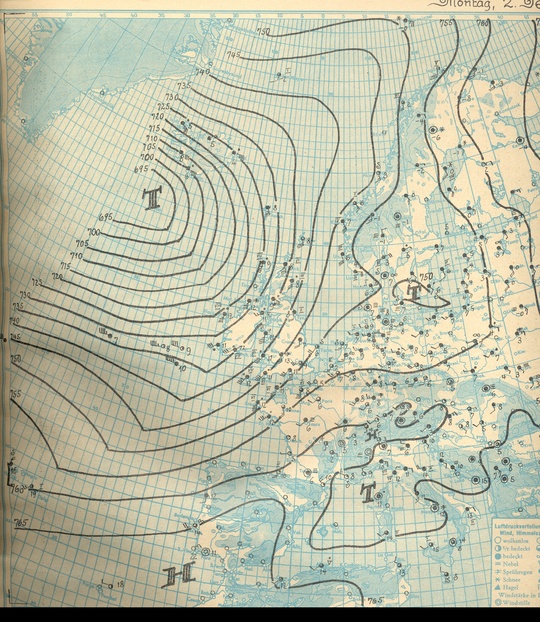 Veðurkort 2. desember 1929