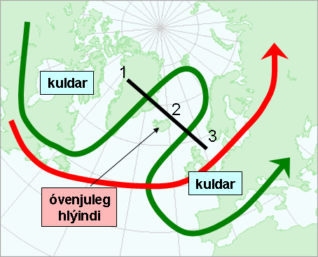 stílfærðar bylgjur í vestanvindabeltinu