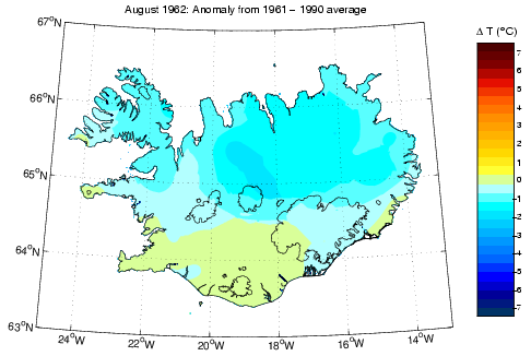 Frávik frá meðalhita í apríl 1962 