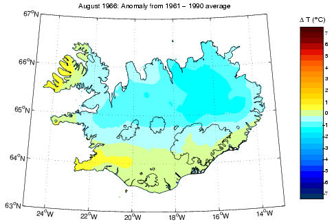 Frávik frá meðalhita í apríl 1966 