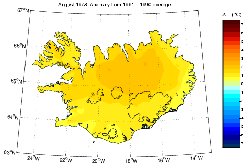 Frávik frá meðalhita í apríl 1978 