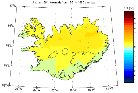 Frávik frá meðalhita í apríl 1981 