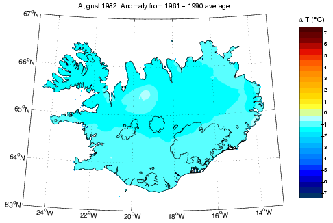 Frávik frá meðalhita í apríl 1982 