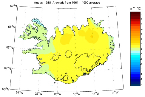 Frávik frá meðalhita í apríl 1988 